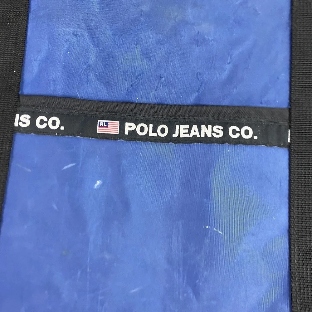 Ralph Lauren‎ Polo Jeans Co Blue Black Nylon Tote Bag Shoulder RL Logo Vintage